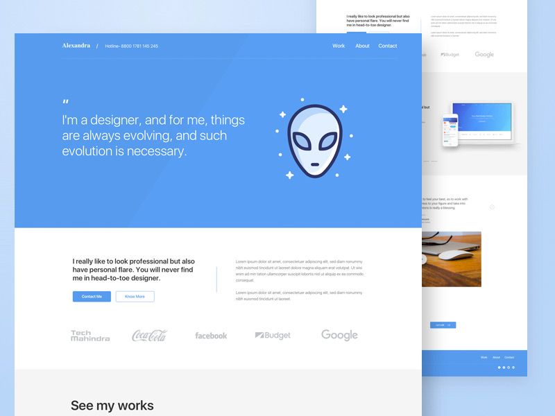 800x600 Portfolio Landing Page - Free Sketch Designs