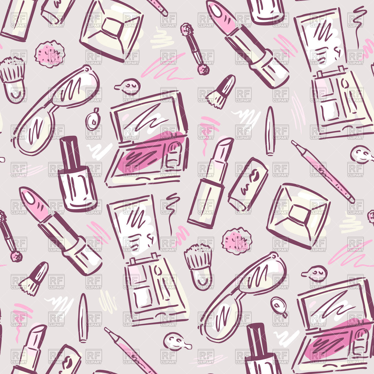 1200x1200 Sketch Of Seamless Pattern With Beauty Products (Cosmetics) Vector - Free Sketch Patterns