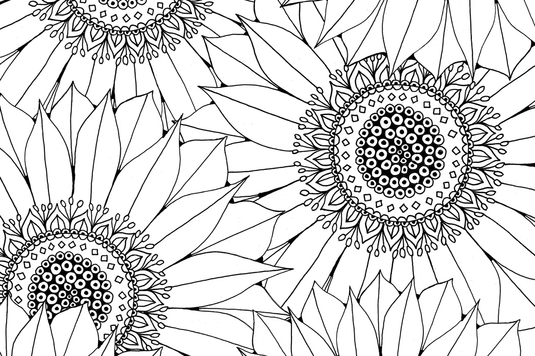 1050x700 Sunflower Free Pattern Download - Free Sketch Patterns