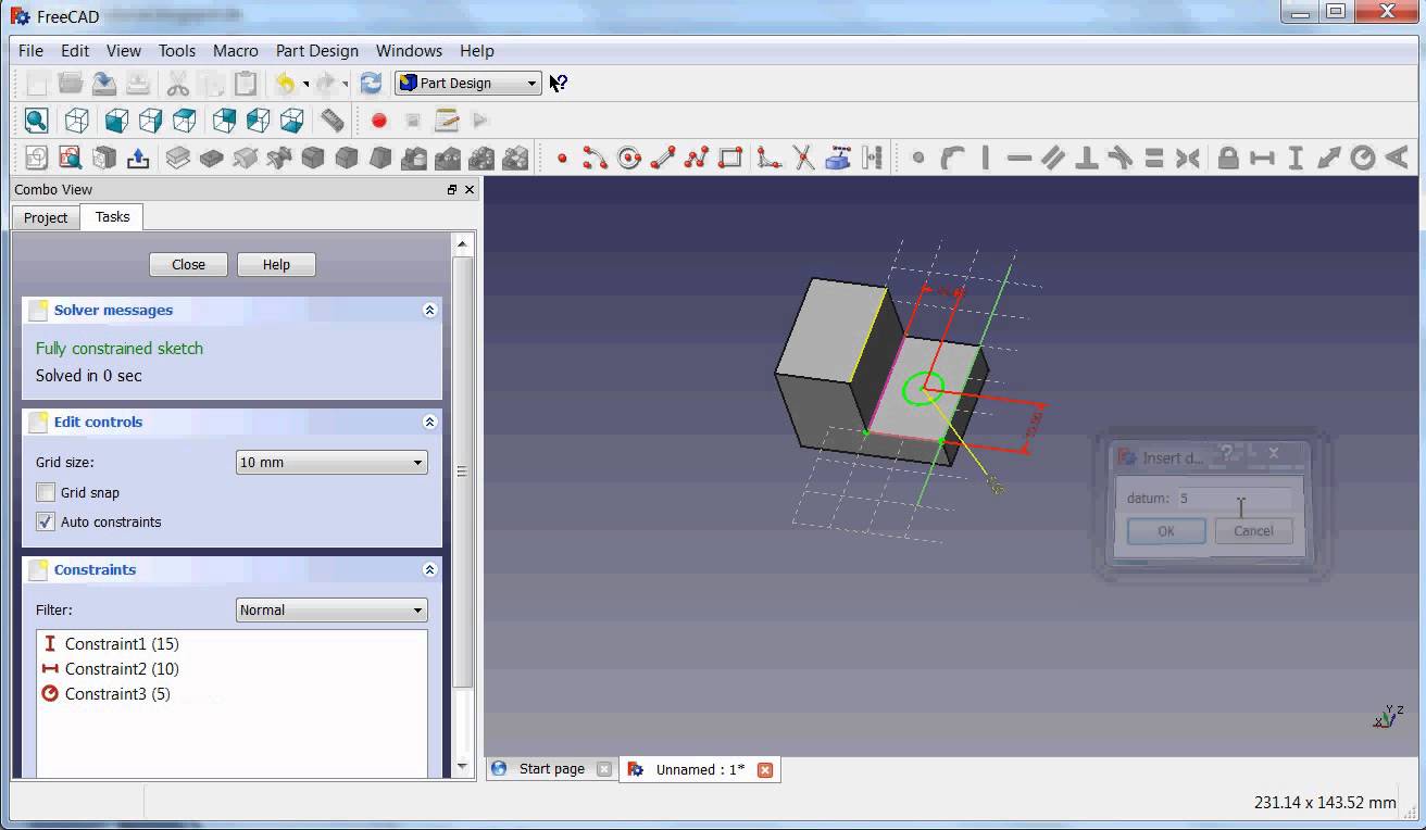 1312x764 Freecad Tutorial Part4 From 2d Sketch To 3d Model - Freecad Sketch