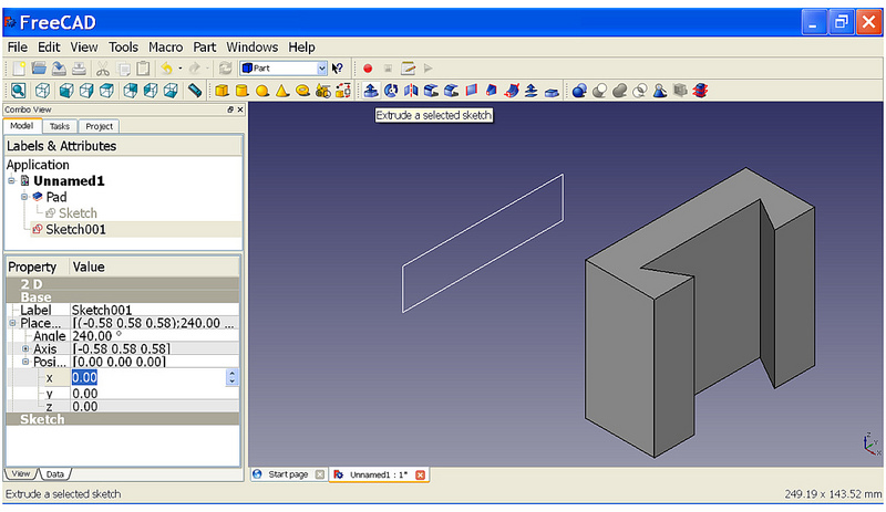 800x463 Limited Extrude A Selected Sketch Length - Freecad Sketch