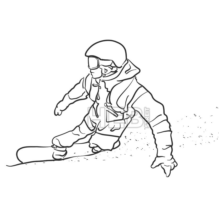837x837 Freestyle Snowboarder Takes Curve Sketch Hebstreit - Freestyle Sketches