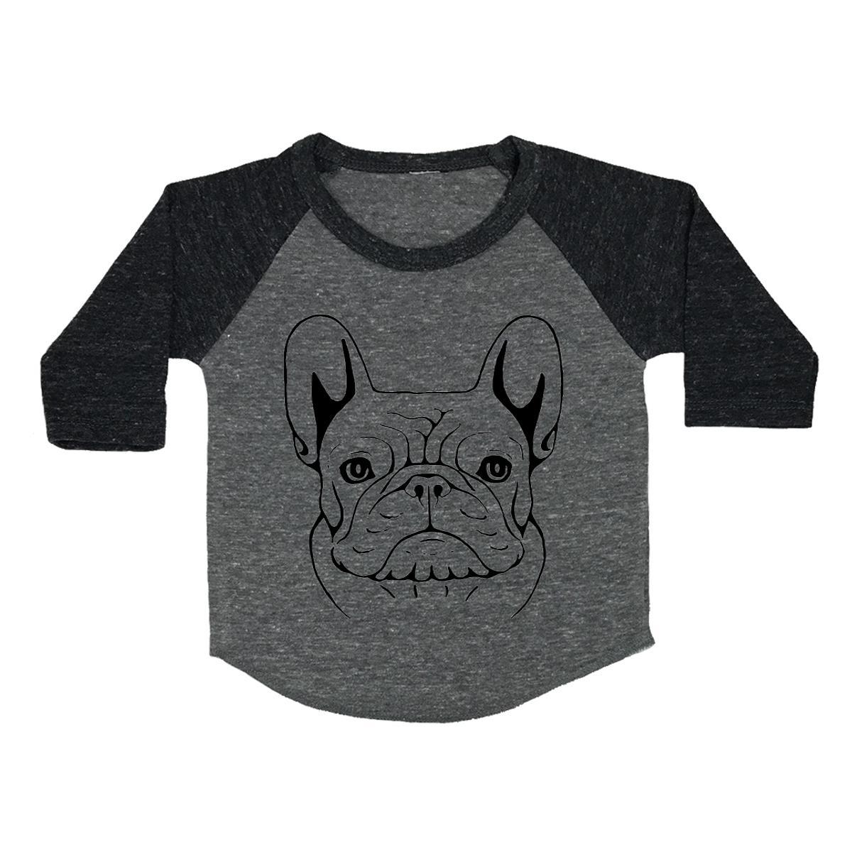 1200x1200 French Bulldog Sketch Toddler Baseball Shirt - French Bulldog Sketch
