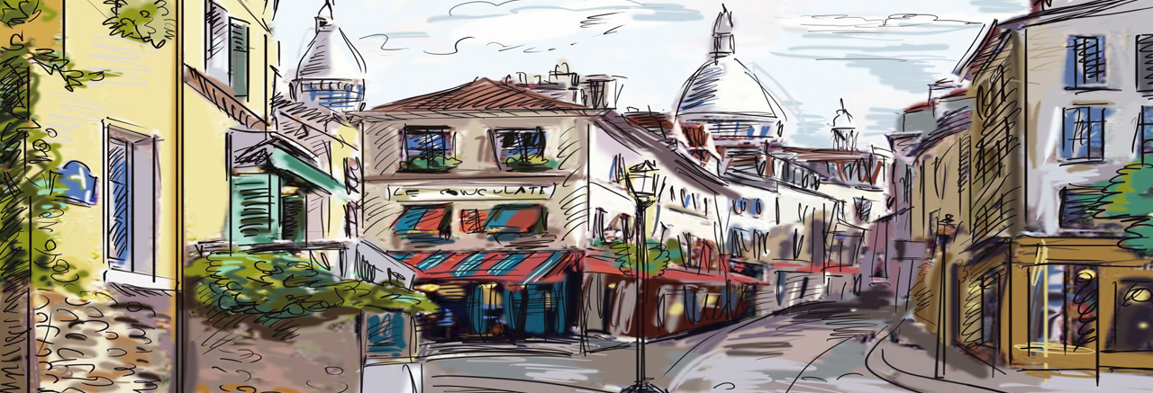 1280x437 French Connection Bistro Home - French Cafe Sketch