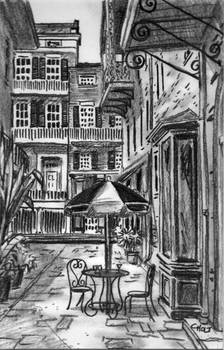 224x350 French Quarter Cafe By Chris Holt - French Cafe Sketch