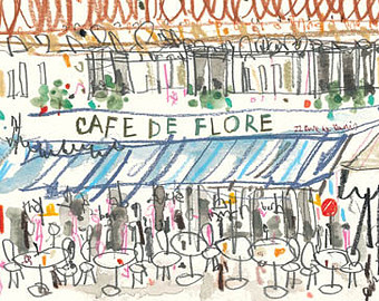 340x270 Collection Of Free Cafe Clipart Drawing France. Download On Ubisafe - French Cafe Sketch