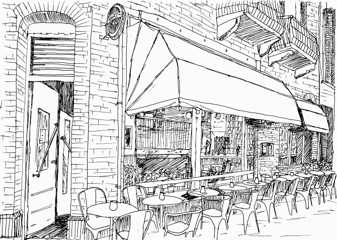 670x478 Restaurant Pastis - French Cafe Sketch