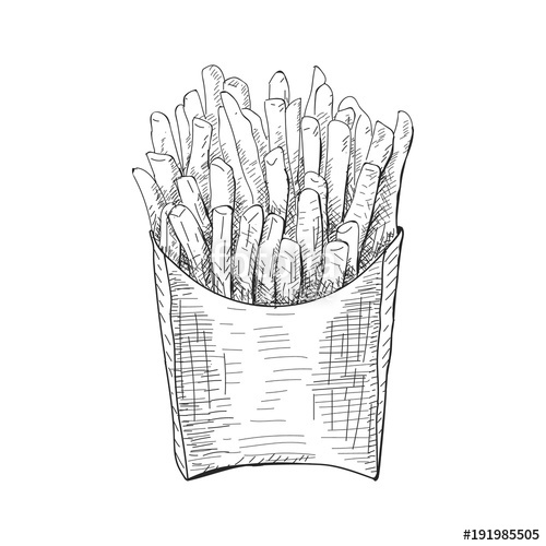 500x500 French Fries Illustration, Vector Drawing Stock Image And Royalty - French Fries Sketch