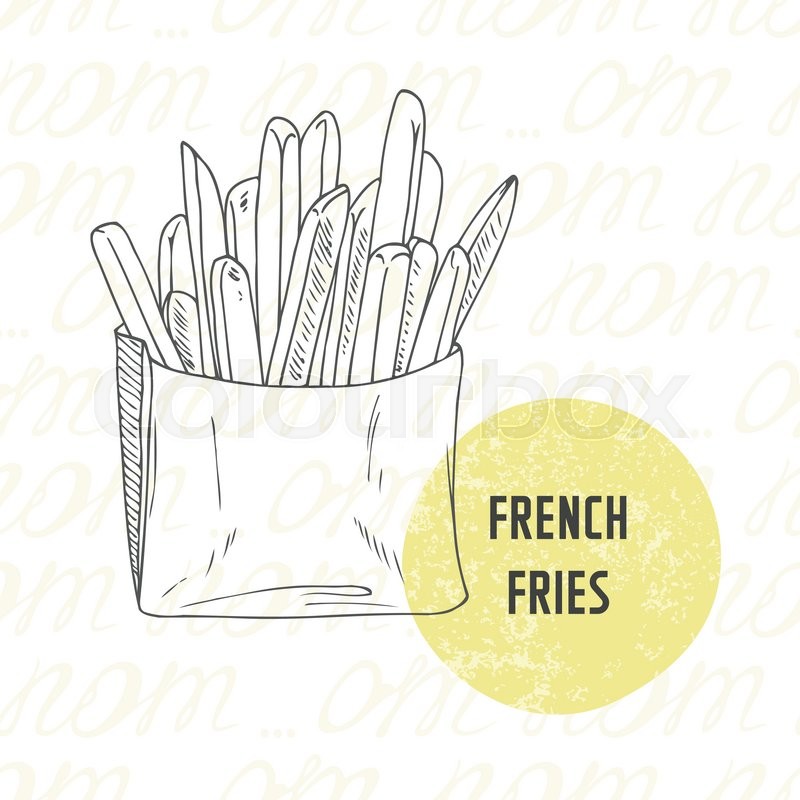 800x800 Illustration Of Hand Drawn French Fries Potato. Sketched Fast Food - French Fries Sketch