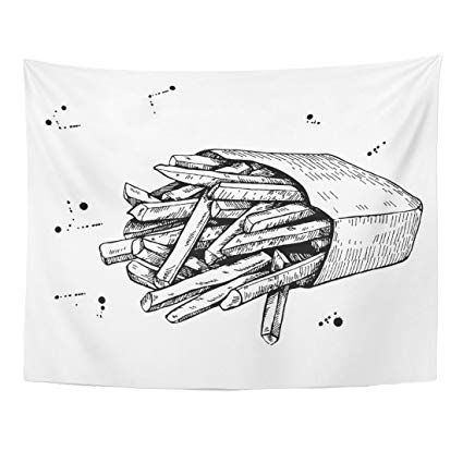 425x425 Emvency Tapestry Sketch Vintage French Fries Drawing - French Fries Sketch