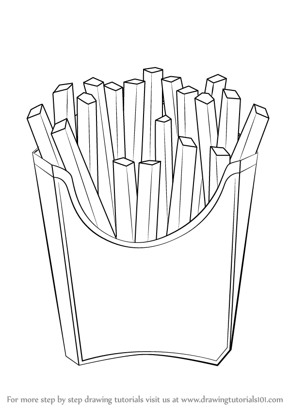 598x844 Learn How To Draw French Fries (Snacks) Step By Step Drawing - French Fries Sketch