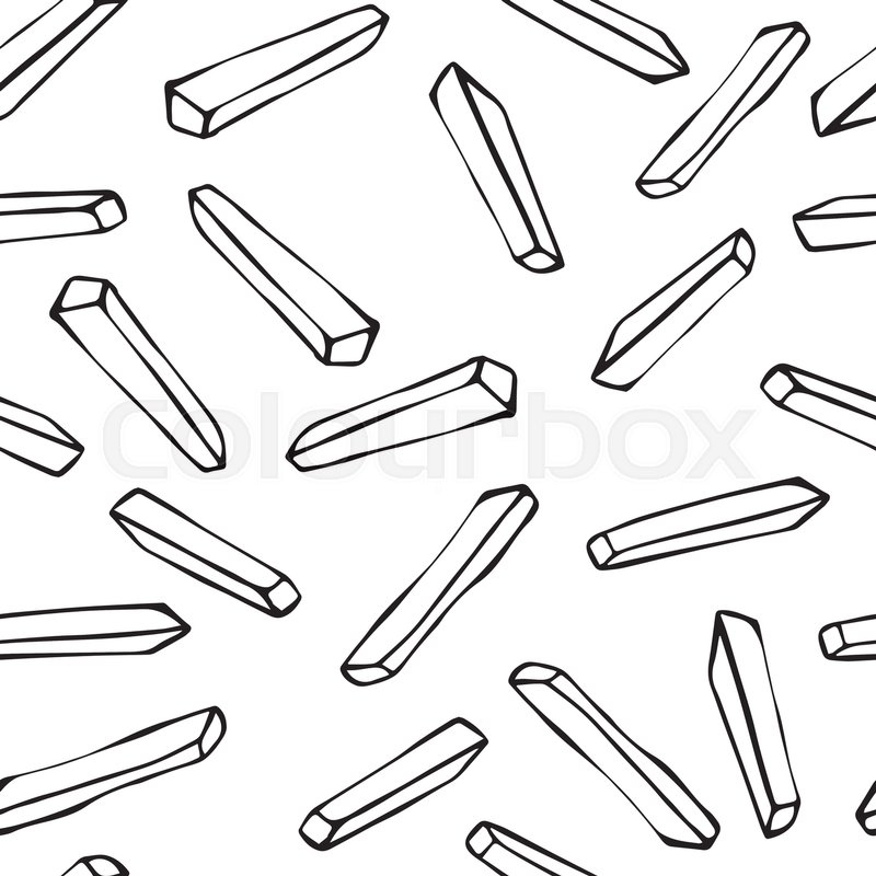 800x800 Seamless With French Fries Potato. Fast Food Background. Isolated - French Fries Sketch