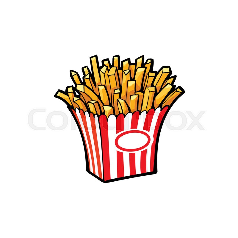 800x798 Vector Sketch Potato Fry, French Fries On Striped Red White Paper - French Fries Sketch