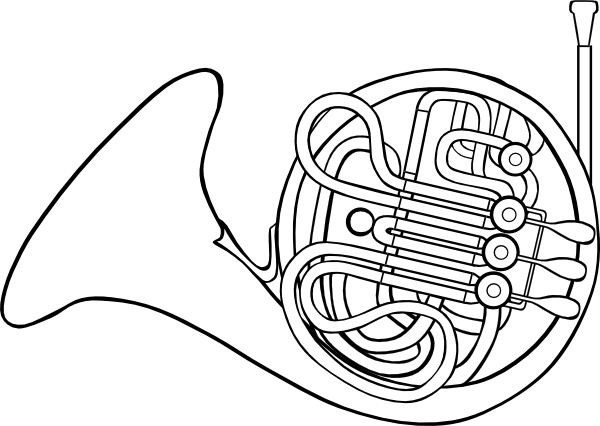600x426 French Horn 2 Clip Art - French Horn Sketch