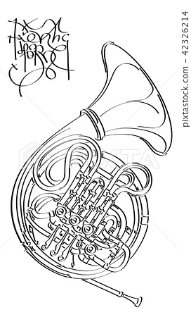 272x450 Arts Sketch Of Drawing French Horn (Black Ink). - French Horn Sketch