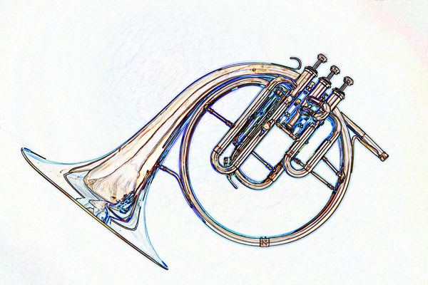 French Horn Sketch at PaintingValley.com | Explore collection of French ...