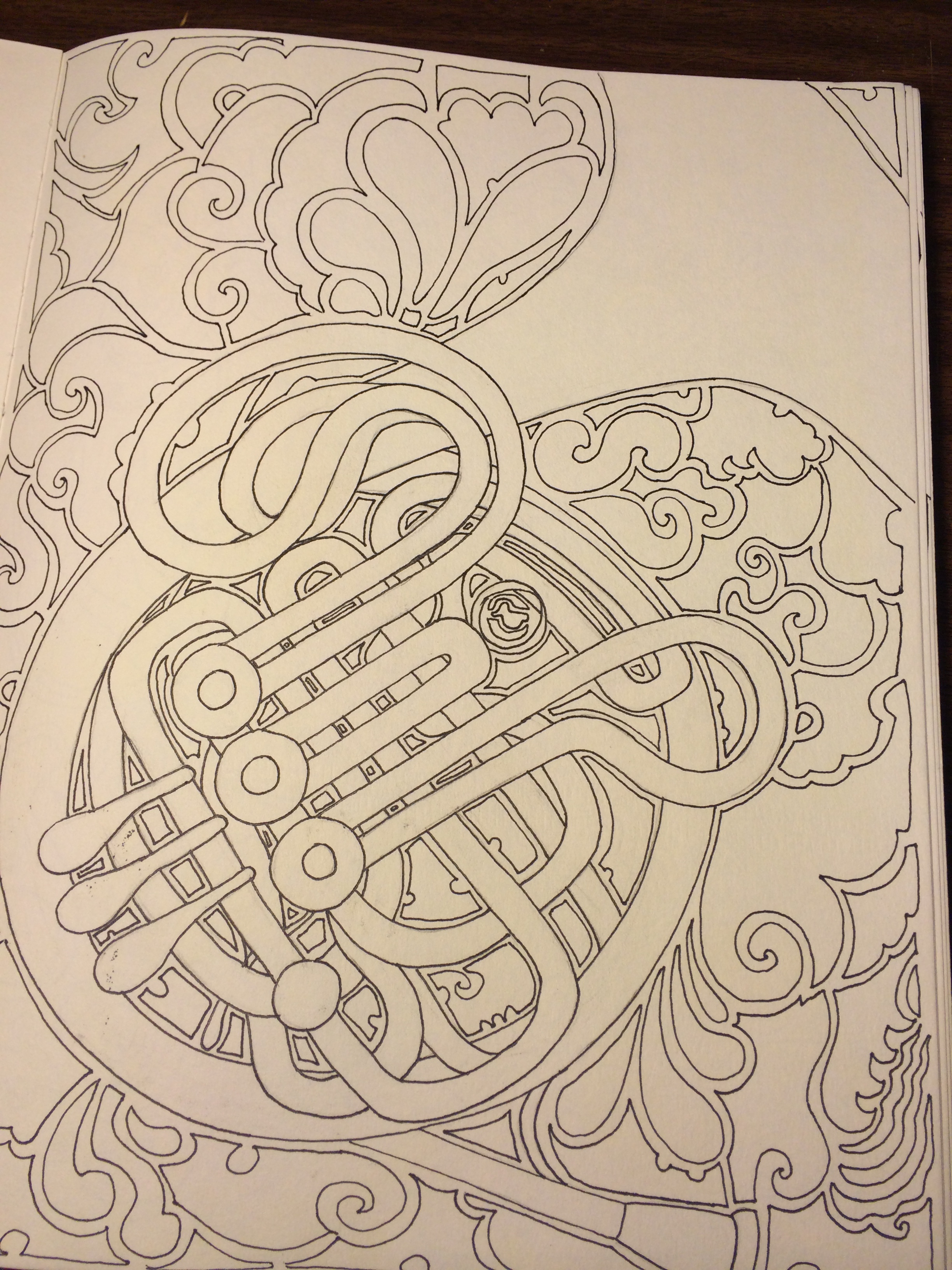 2448x3264 French Horn Ducky Doodles - French Horn Sketch