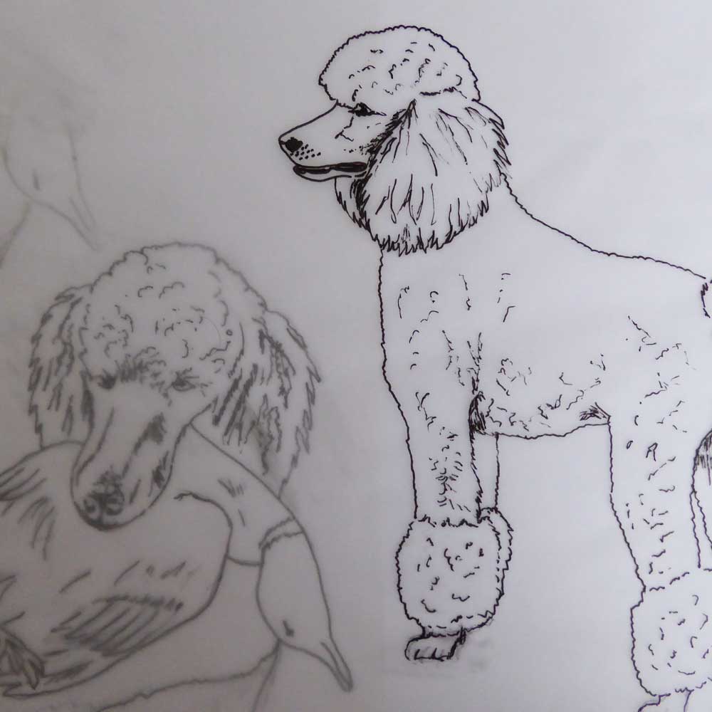 1000x1000 French Bulldog And Poodle Prints Inky Dog Press - French Poodle Sketch