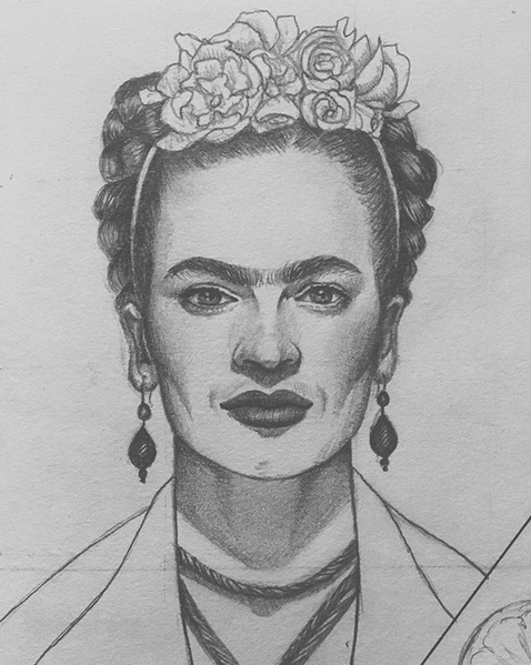 478x599 Frida Kahlo By Elisabethlangton - Frida Kahlo Sketch