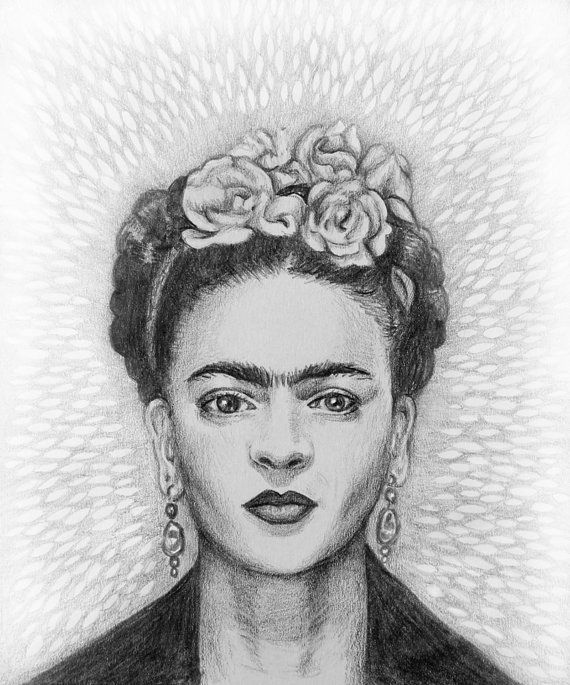 570x685 Frida Kahlo. Art History, Graphite, Pencil, Drawing. Etsy - Frida Kahlo Sketch