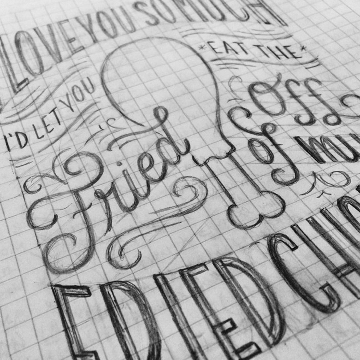 1196x1196 Fried Chicken Sketch Lauren Hom Lettering Amp Calligraphy - Fried Chicken Sketch