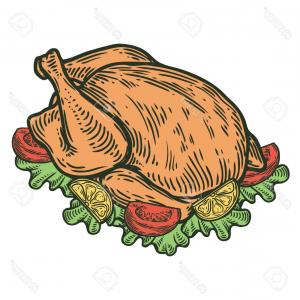 300x300 Chef Cooking Fried Chicken Black White Vector Rongholland - Fried Chicken Sketch