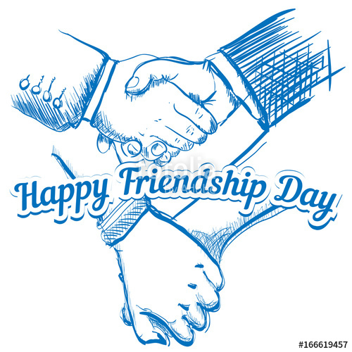 500x500 Hands Shaking Sketch Friendship Day Vector Illustration Stock - Friendship Day Sketch