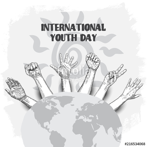 500x500 International Youth Day Design On Annual 12 August Celebration - Friendship Day Sketch