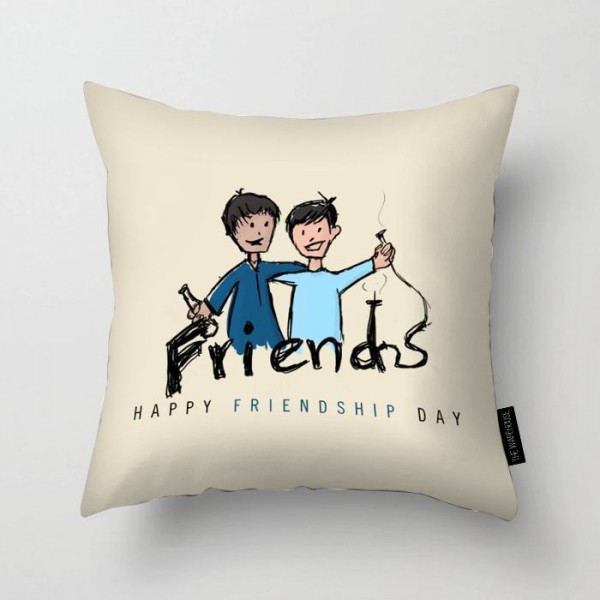 600x600 Friendship Day Sketch Printed Pillow Rs.1 099 Price Online - Friendship Day Sketch