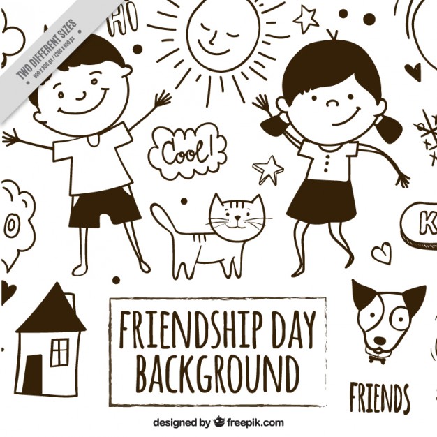 626x626 Sketches Nice Friendship Background Vector Free Download - Friendship Sketches