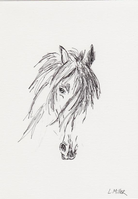 570x817 Friesian Horse Sketchhorse Pen And Ink Drawing 5x7 Equine Etsy - Friesian Sketch