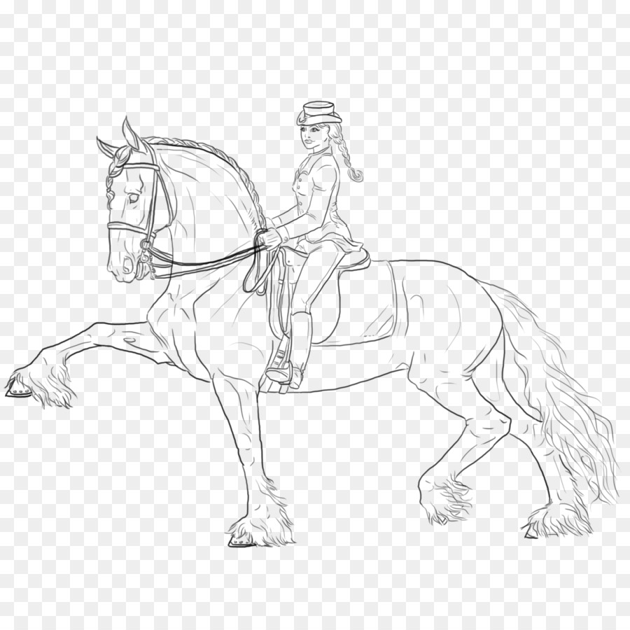 900x900 Friesian Horse Bridle Pony Line Art Sketch - Friesian Sketch