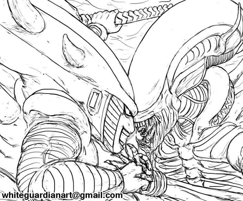 800x661 Frieza Vs Alien Sketch By Whiteguardian - Frieza Sketch