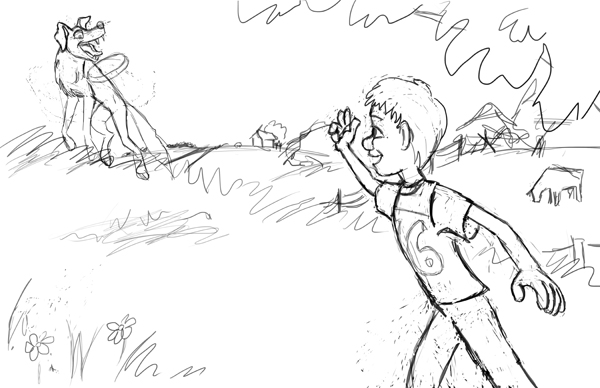 600x388 Playing Frisbee Wip Rough Sketch Karen B. Jones - Frisbee Sketch