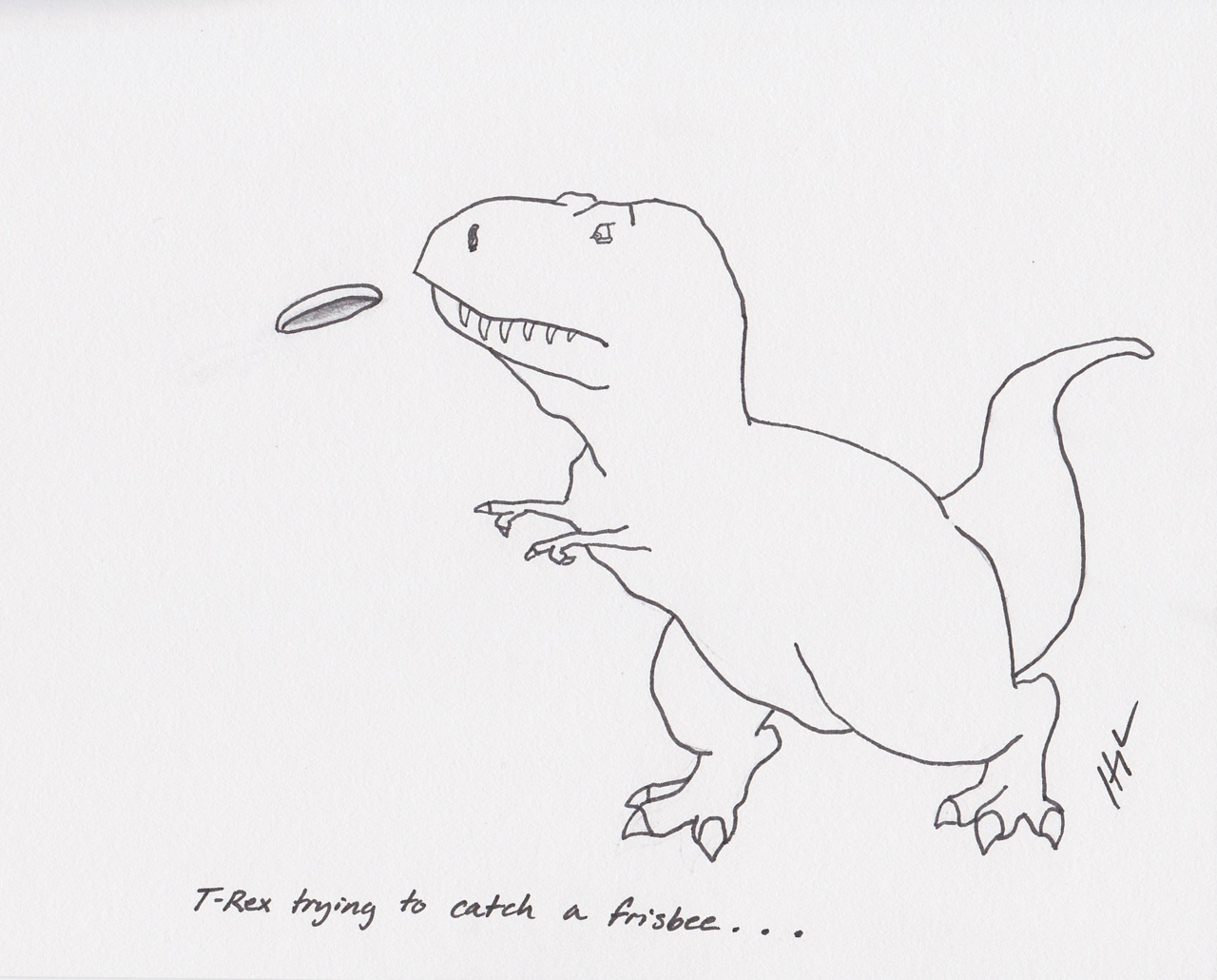 1280x1030 T Rex Trying To Catch A Frisbee... Ultiworld - Frisbee Sketch
