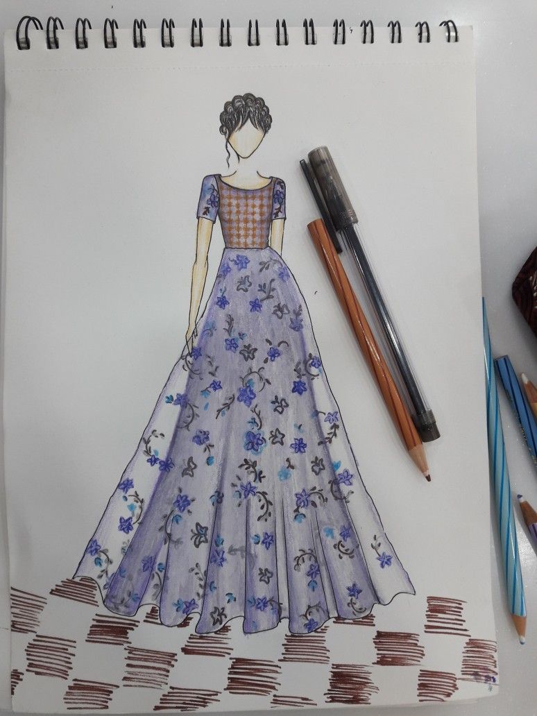 774x1032 Floor Length Long Frock Yock Cut Work N Organza Fabric - Frock Sketch