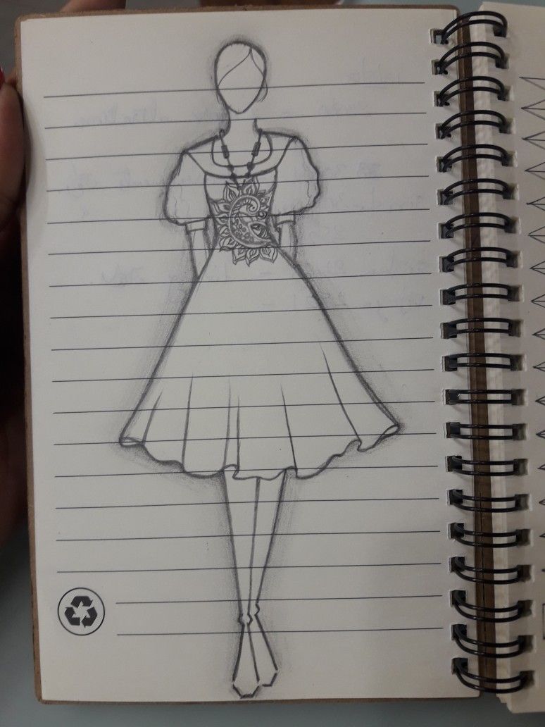 774x1032 Frock With Madhubani Design Illustration By Shalini Sonti - Frock Sketch