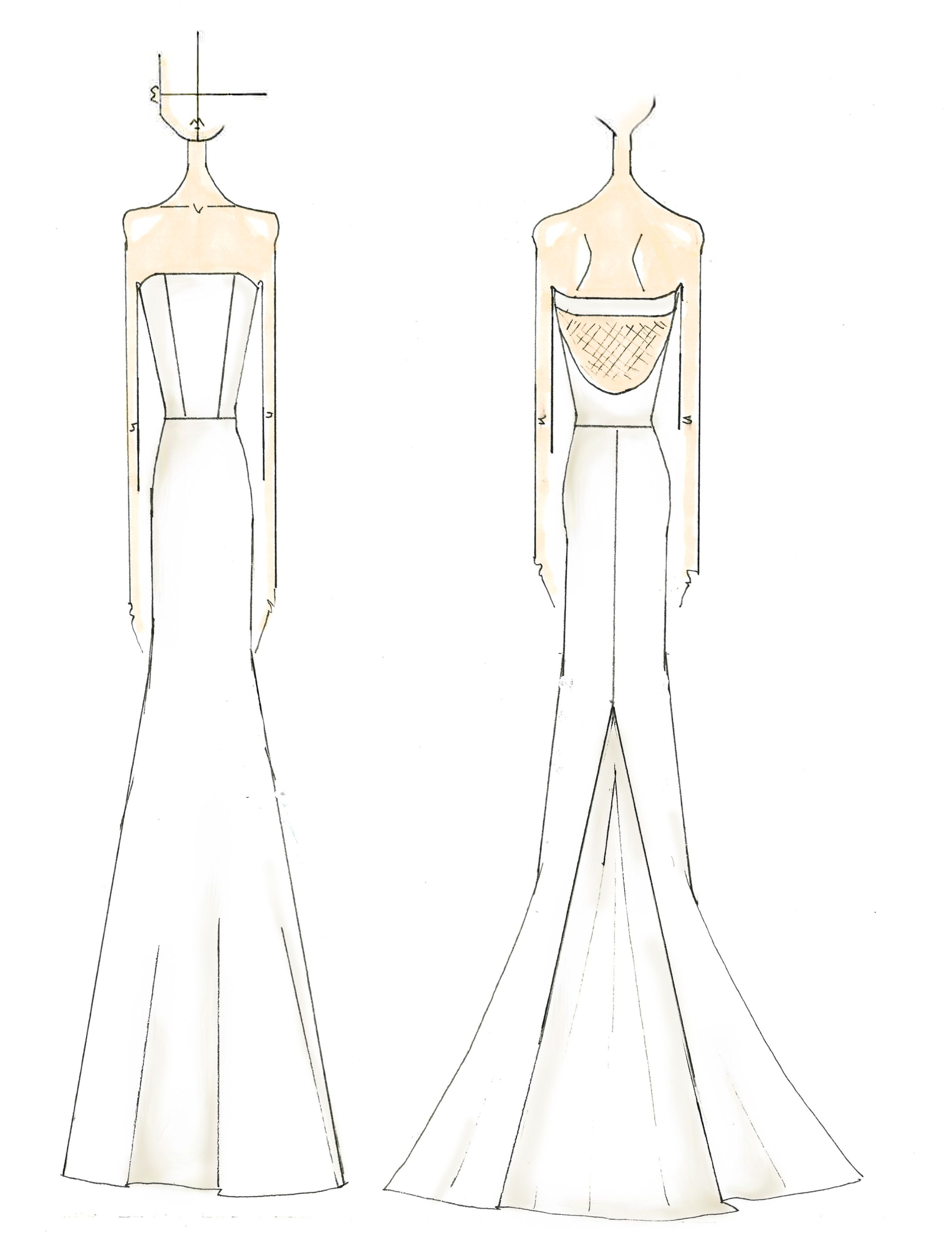 2550x3300 Collection Of Free Gowned Clipart Frock. Download On Ubisafe - Frock Sketch