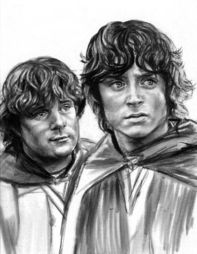 389x500 Frodo And Sam In Ithilian - Frodo Sketch