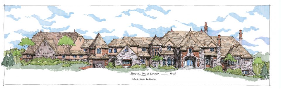 960x307 Planning And Drawing Marker Sketch Architecture Design - Front Elevation Sketch