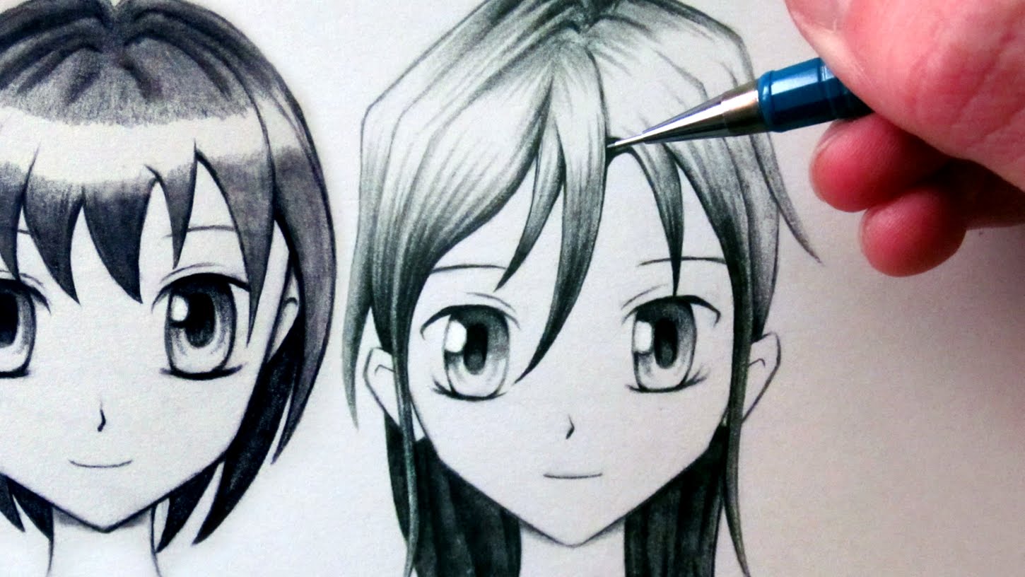 1450x816 How To Draw A Manga Face - Front Face Sketch