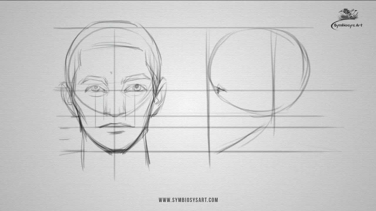 1280x720 How To Draw A Male Face - Front Face Sketch
