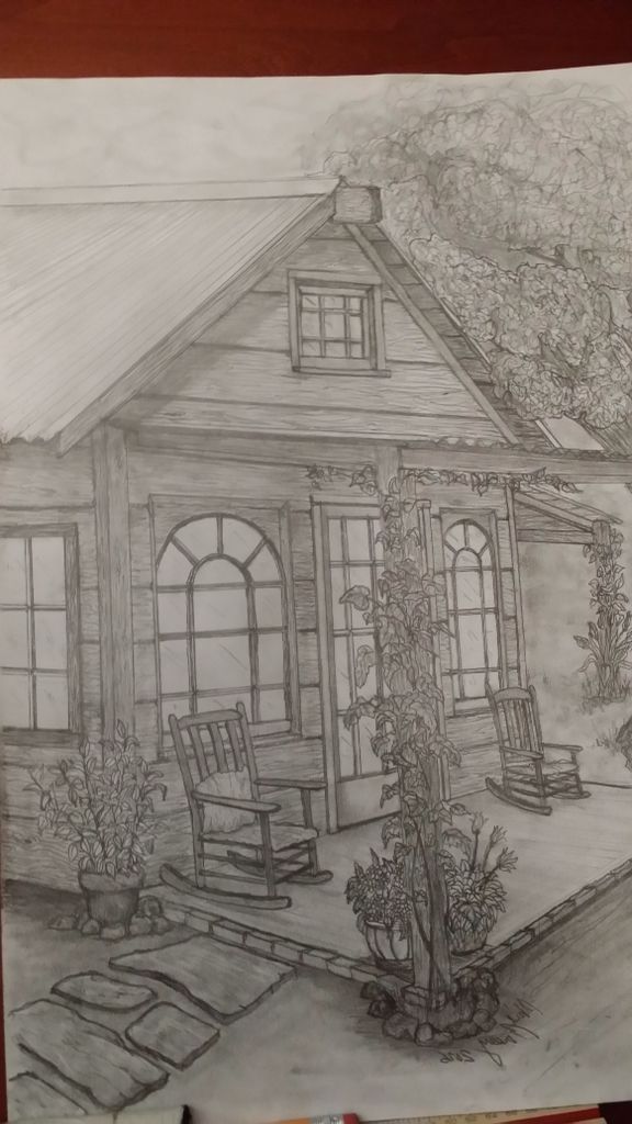 576x1024 Front Porch Black And White...pencil Drawings - Front Porch Sketch