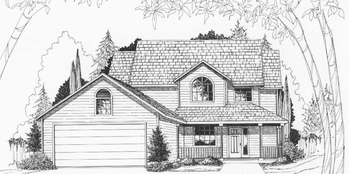 1200x600 Two Story House Plans, 4 Bedroom House Plans, Covered, Drawings Of - Front Porch Sketch