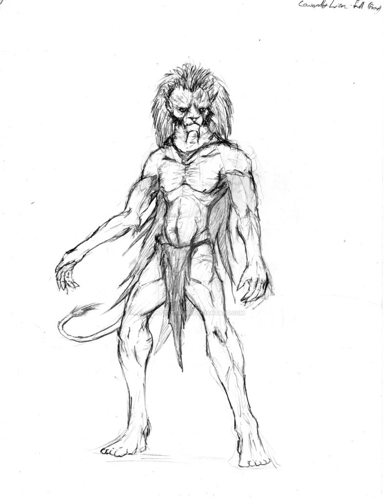 785x1018 Cowardly Lion Full Body Front View Sketch By Night Forager On - Front Sketch
