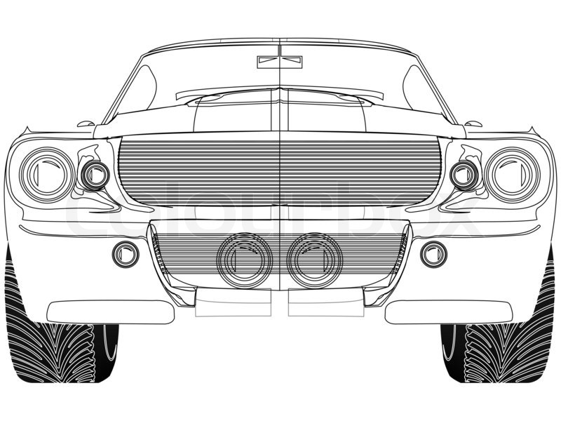 800x600 Sport Car Front Sketch Against White Background, Abstract Art - Front Sketch