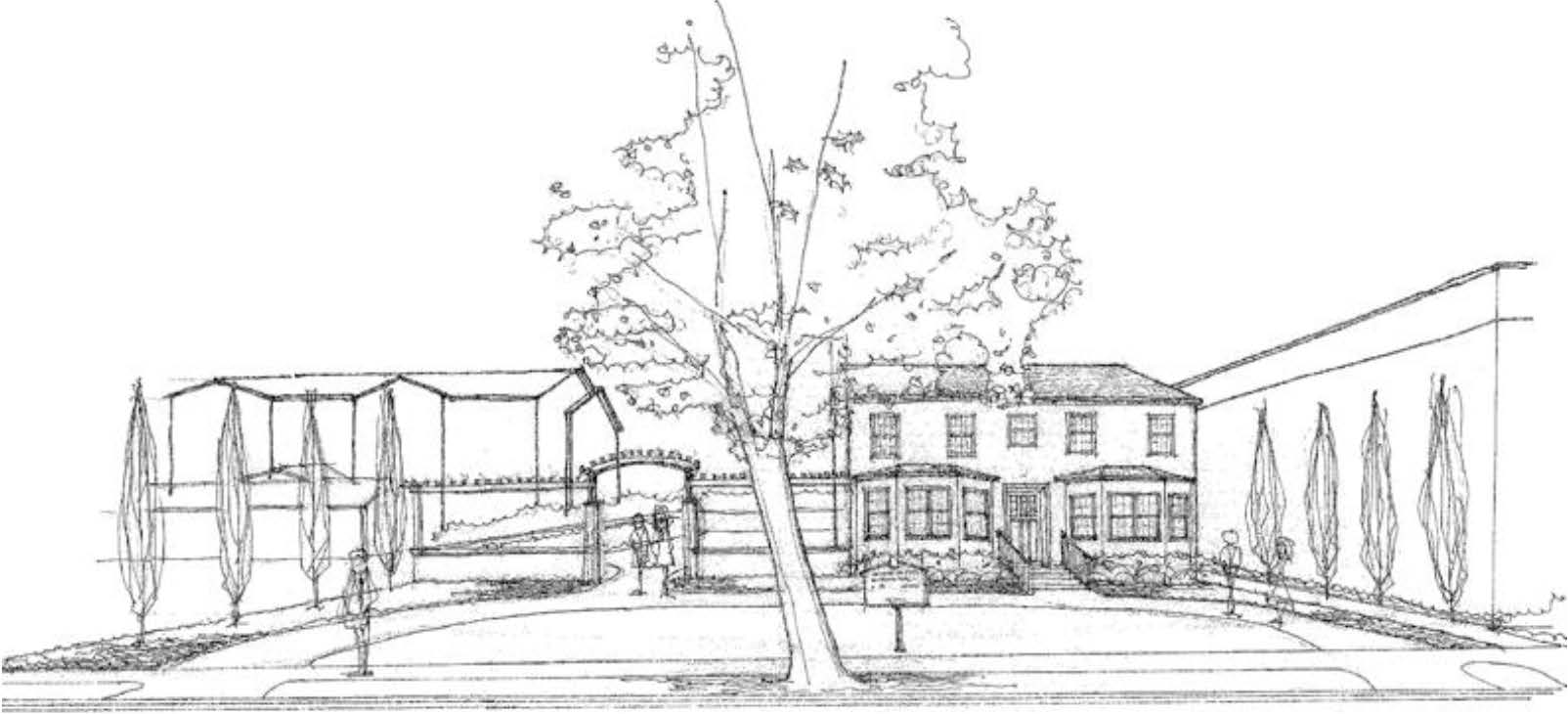 1604x730 The Ballard House Architectural Sketch (Front View) By Barrett - Front Sketch