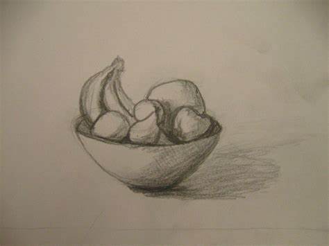 474x355 Fruit Basket Pencil Drawing. Still Life Fruit Basket Drawing - Fruit Basket Sketch