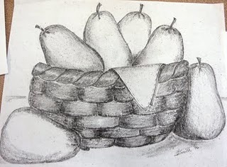 320x236 Drawn Basket Shading - Fruit Basket Sketch