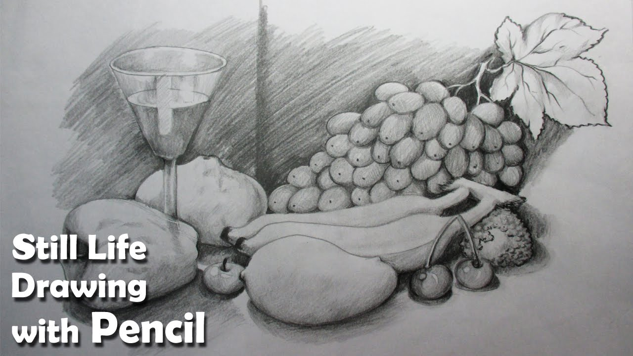 1280x720 Fruit Basket Bowl Pen Drawing Pictures - Fruit Bowl Sketch